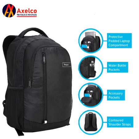 Mochila nylon para laptop 15.6p de color negro / targus